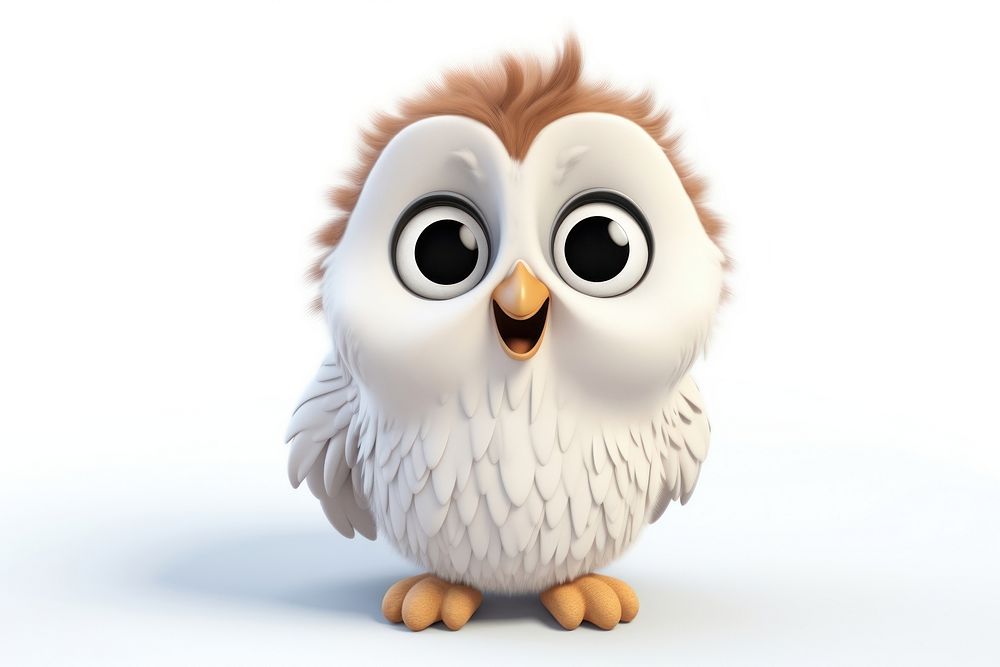 Owl cartoon animal white. AI generated Image by rawpixel.
