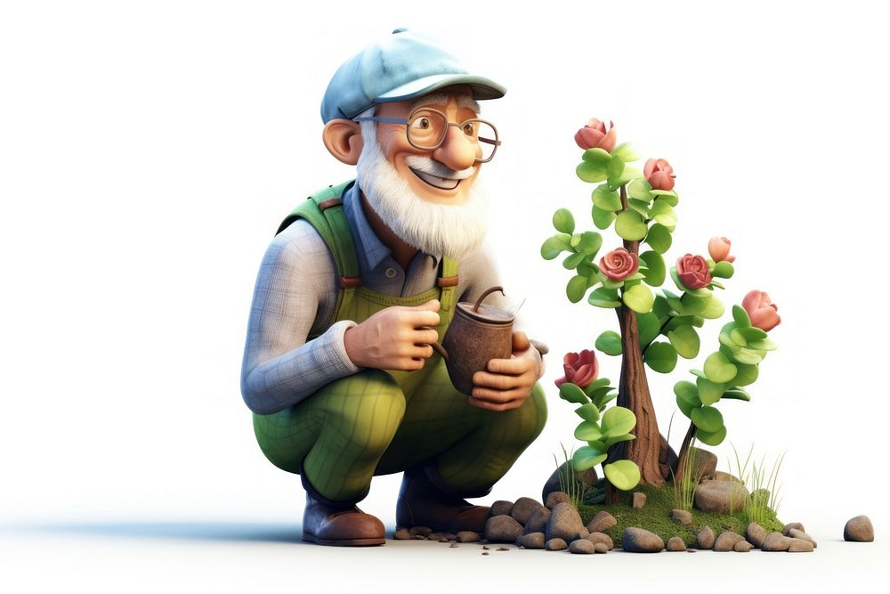 Cartoon plant gardening outdoors. AI generated Image by rawpixel.