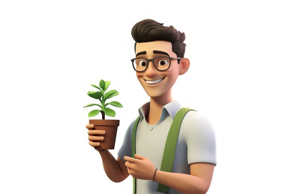Cartoon plant smiling holding. AI generated Image by rawpixel.