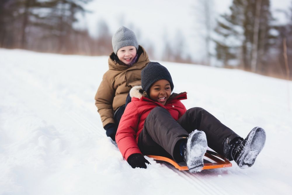 Sled sledding sports winter. AI generated Image by rawpixel.