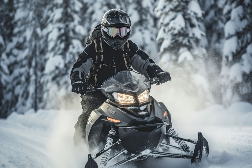 Snow snowmobile motorcycle outdoors. 