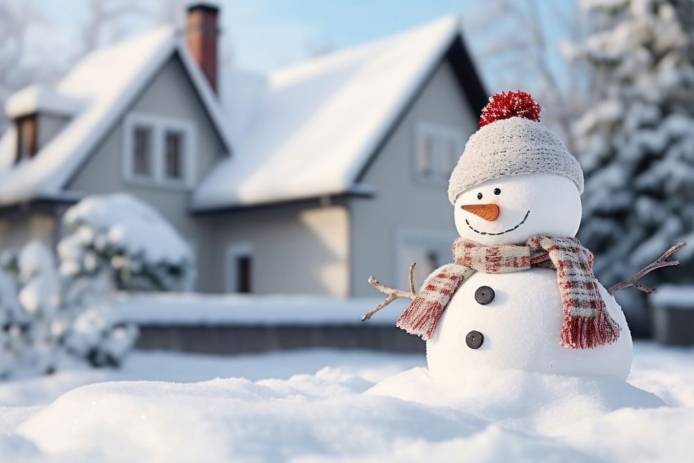 Snowman winter outdoors nature. AI generated Image by rawpixel.