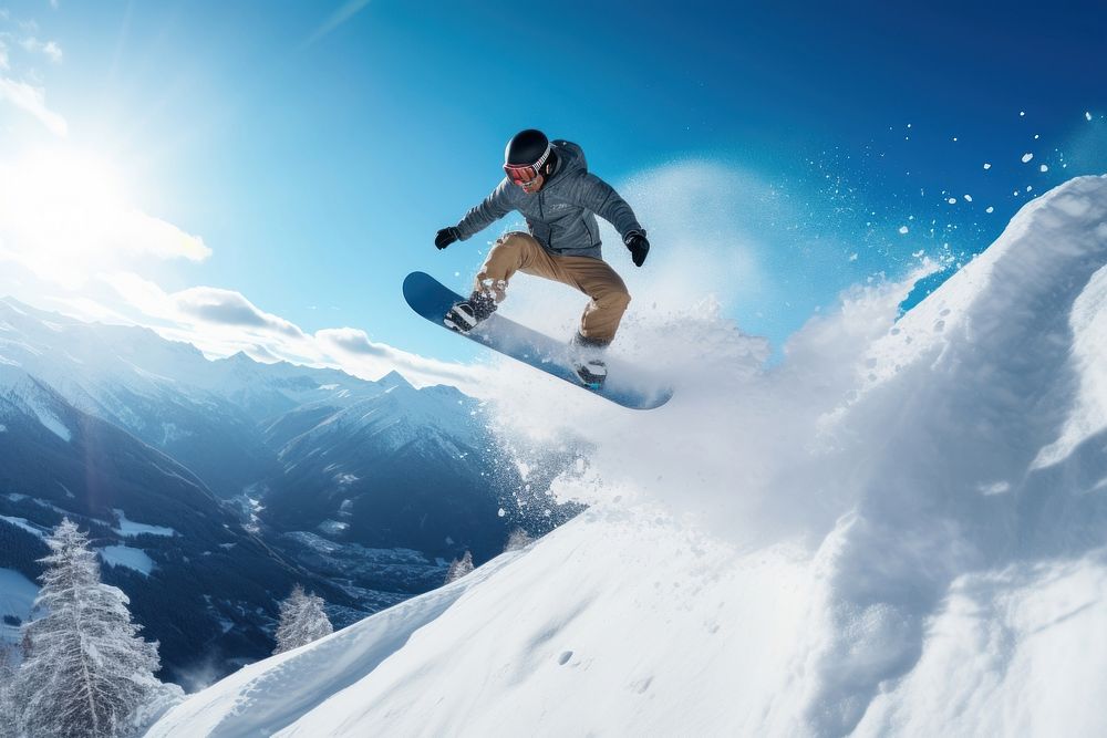 Snow snowboarding recreation adventure. 