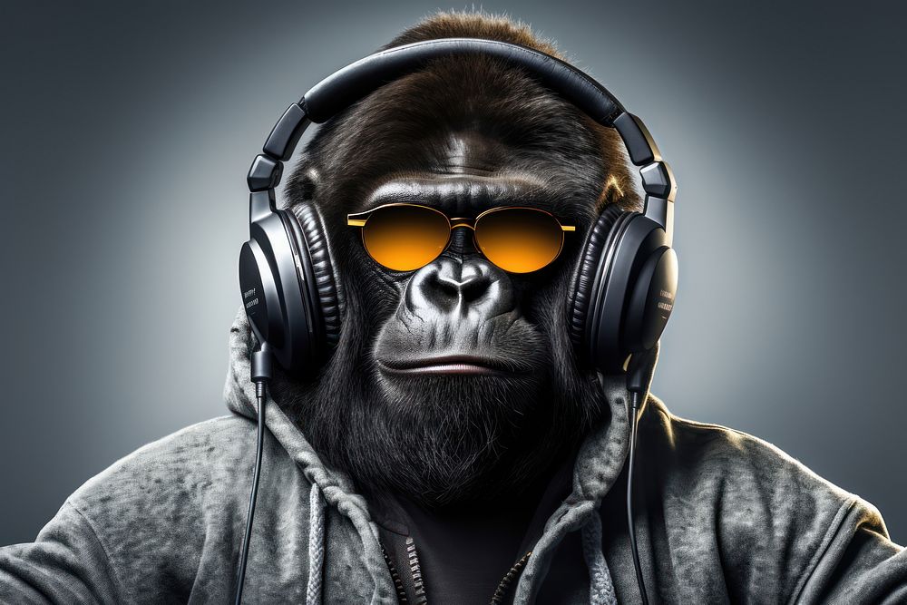 Headphones sunglasses portrait mammal