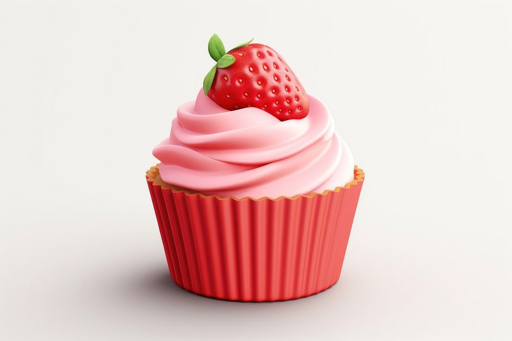 Strawberry cake cupcake dessert. AI generated Image by rawpixel.