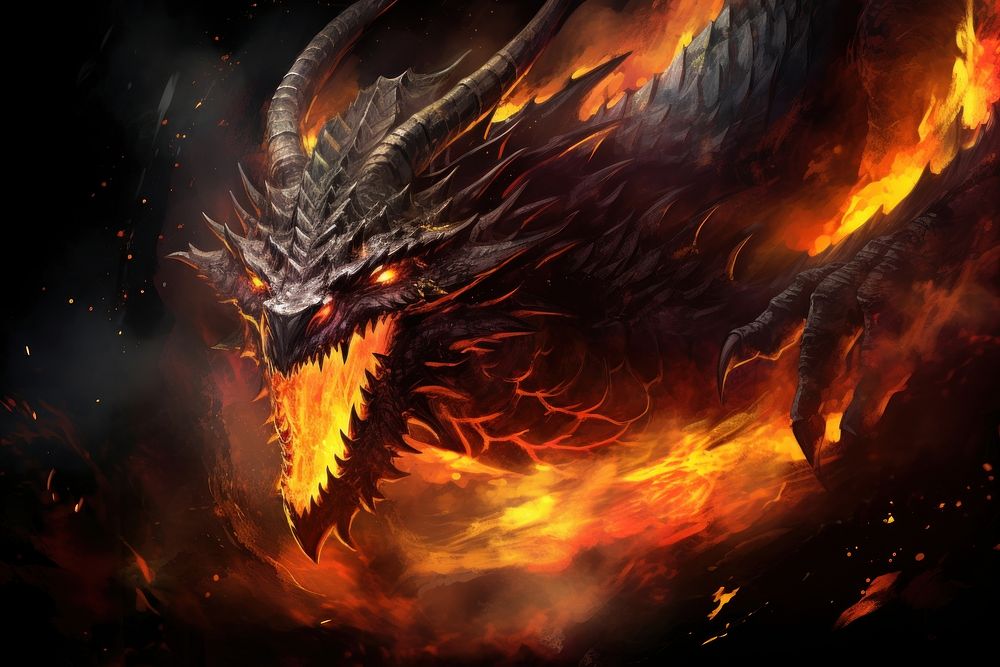 Dragon fire creativity darkness. AI generated Image by rawpixel.