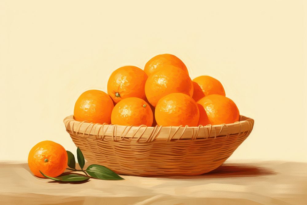 Basket grapefruit orange table. AI generated Image by rawpixel.