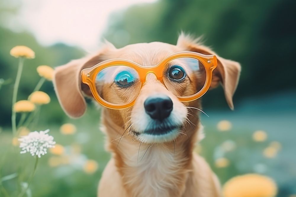 Glasses dog animal mammal. AI generated Image by rawpixel.