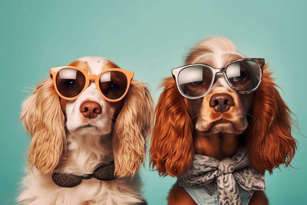 Glasses dog sunglasses spaniel. AI generated Image by rawpixel.