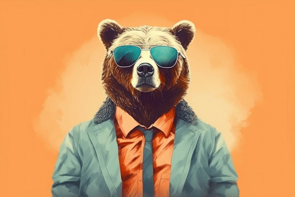 Sunglasses bear mammal representation. 