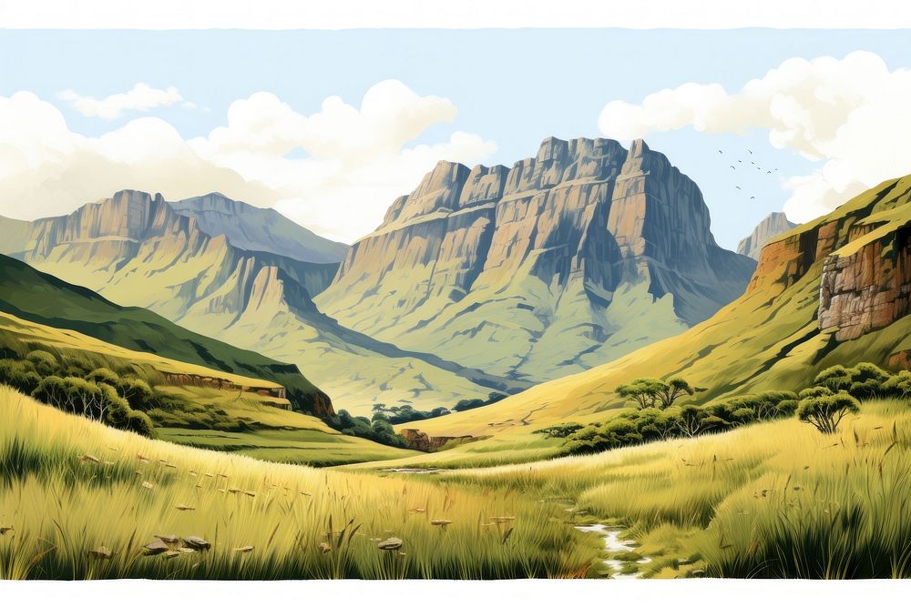 Wilderness landscape panoramic mountain. AI generated Image by rawpixel.