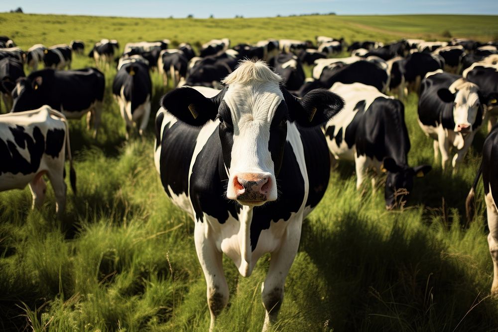 Grassland herd cow livestock. 