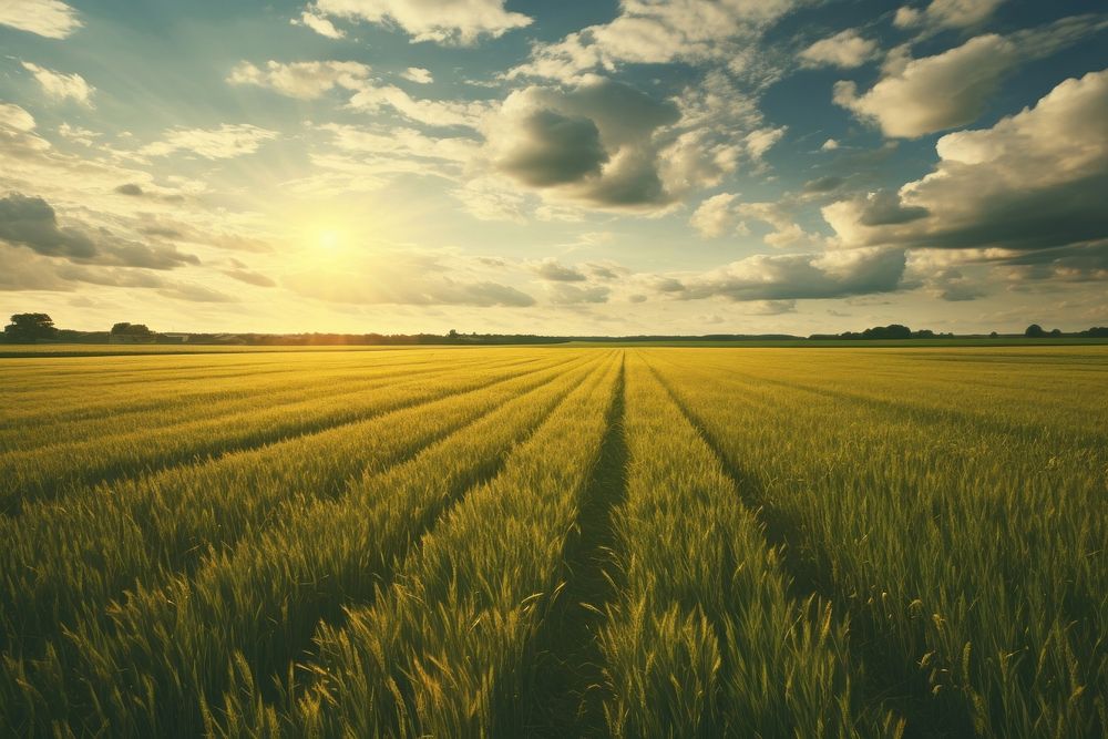 Sunlight land agriculture landscape. AI generated Image by rawpixel.