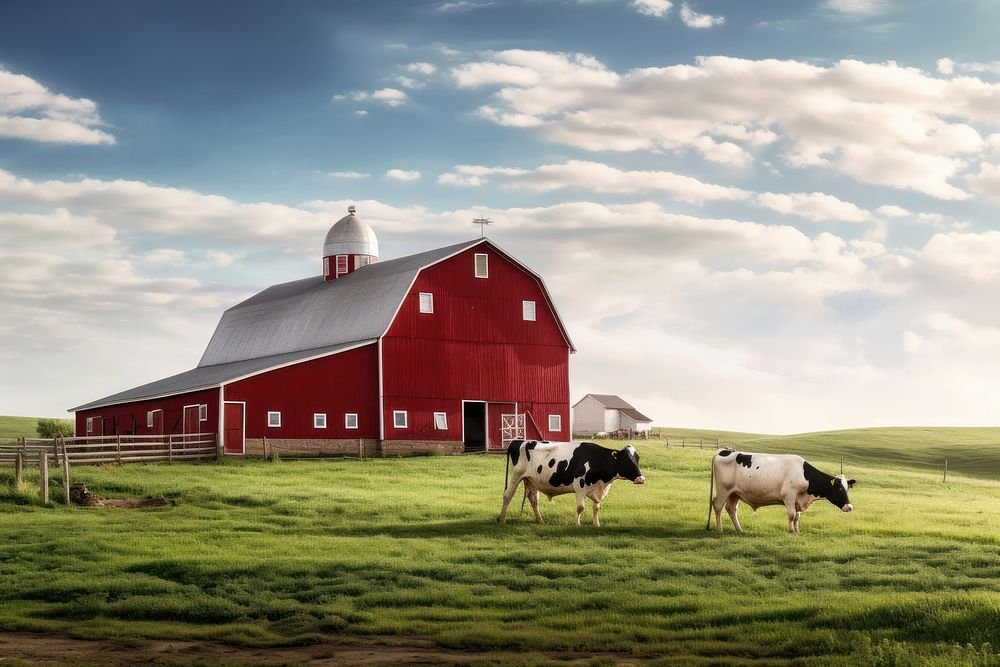 Barn farm cow architecture. AI generated Image by rawpixel.