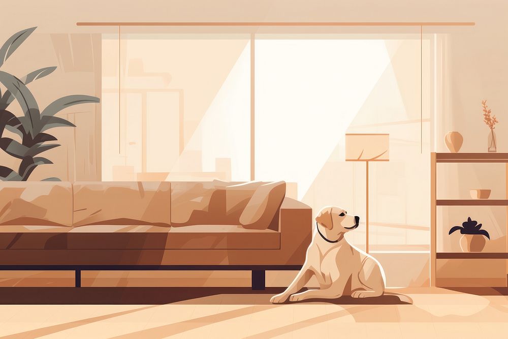 Room dog architecture furniture. AI generated Image by rawpixel.