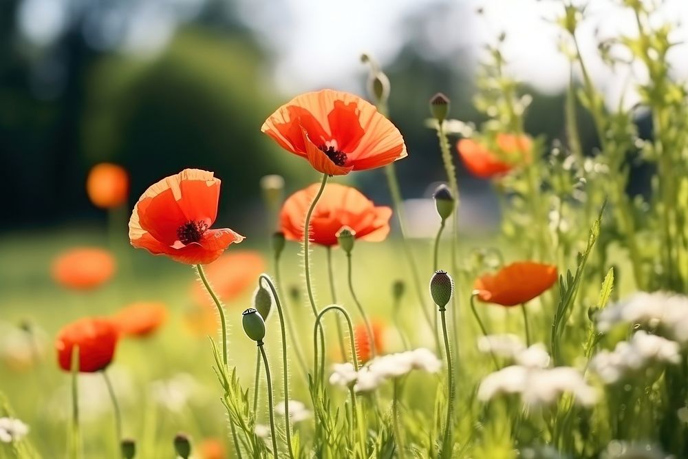 Flower poppy outdoors blossom. 