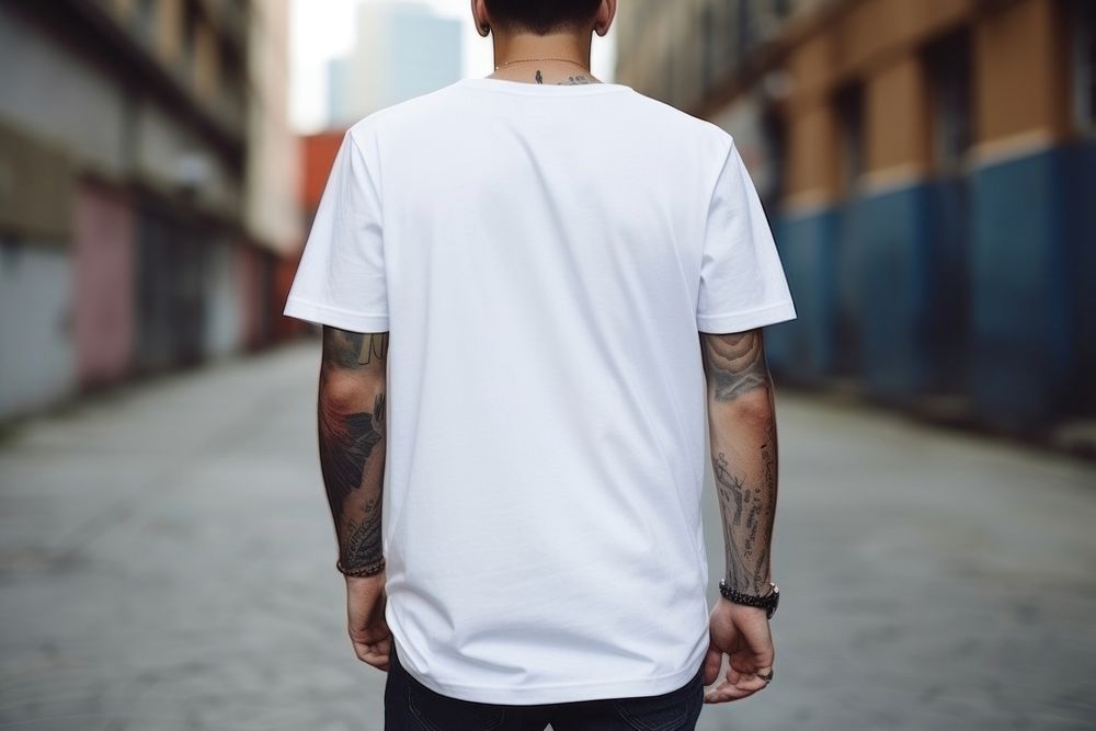 T-shirt sleeve white back
