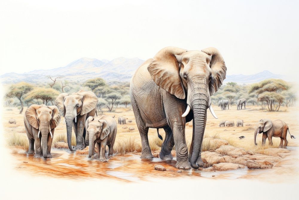 Elephant wildlife outdoors savanna. AI generated Image by rawpixel.