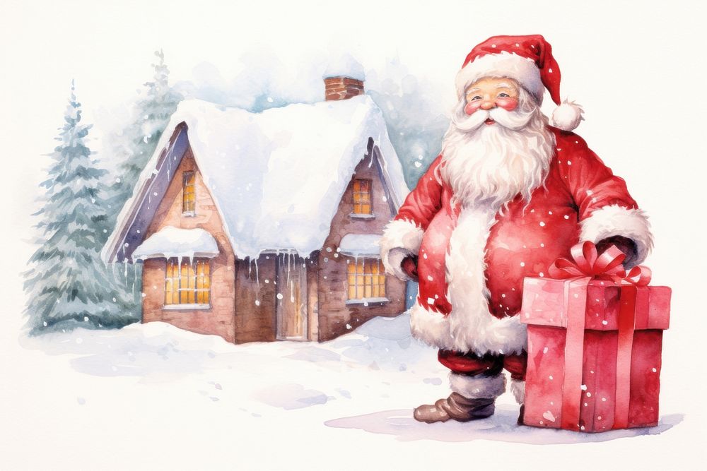 Christmas house gift snow. AI generated Image by rawpixel.