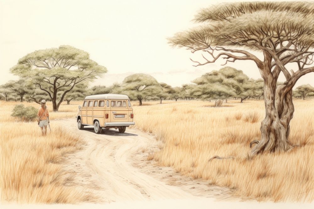 Safari car landscape outdoors. 