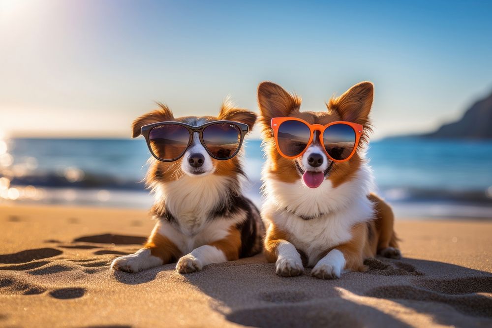 Sunglasses dog outdoors vacation. AI generated Image by rawpixel.
