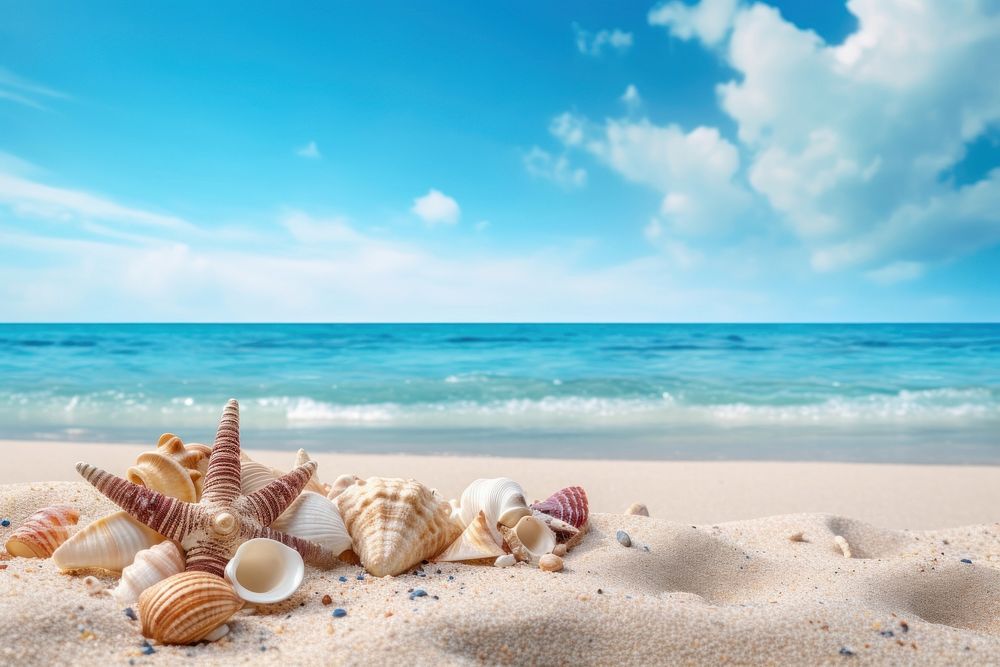 Seashell outdoors horizon nature. AI generated Image by rawpixel.
