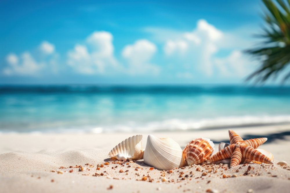 Summer beach seashell outdoors. 