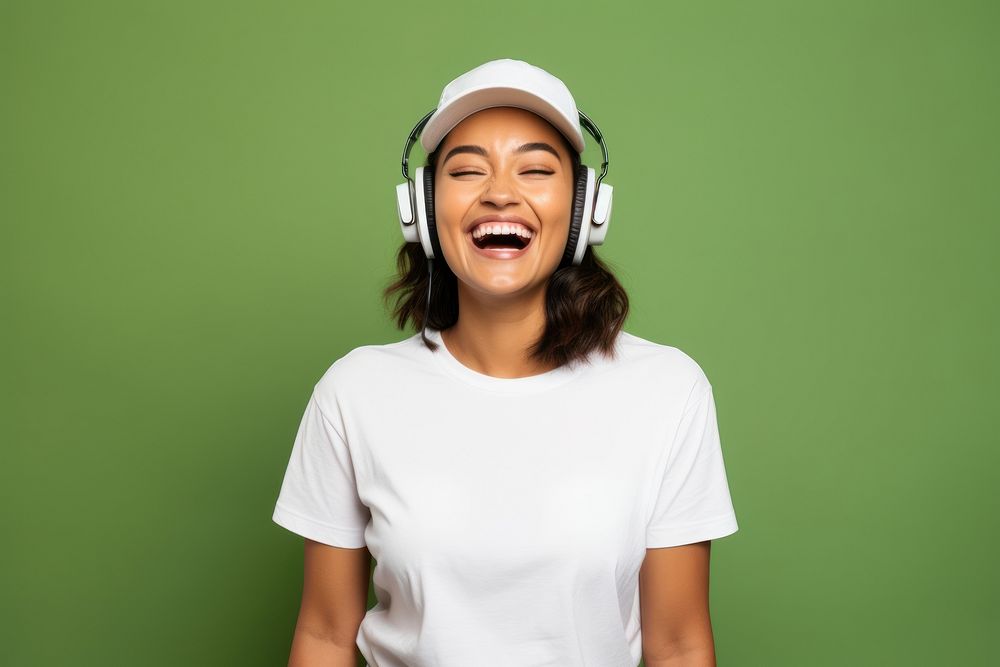 Headphones laughing headset t-shirt. 