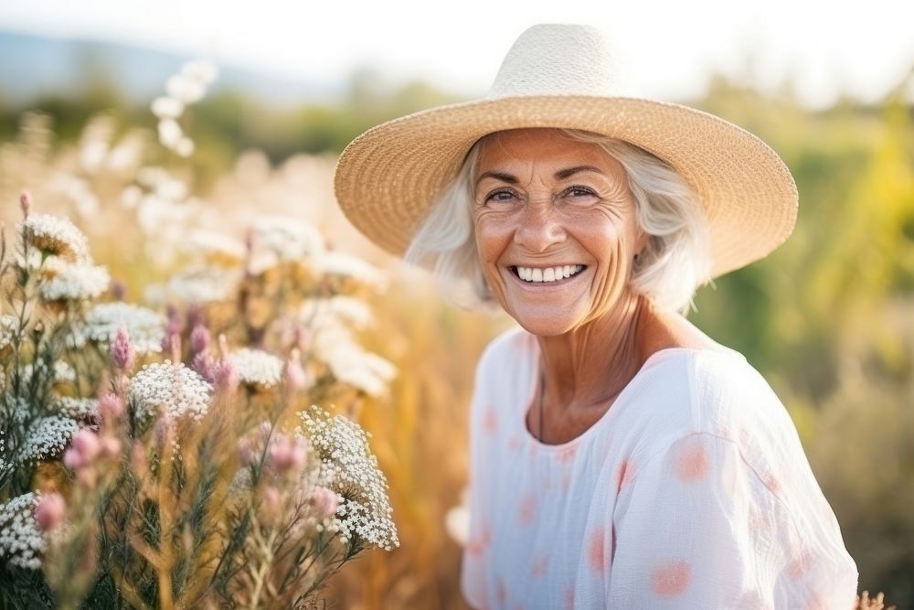 Laughing flower adult smile. 