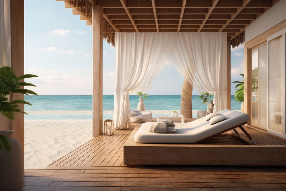 Furniture outdoors resort beach. AI generated Image by rawpixel.