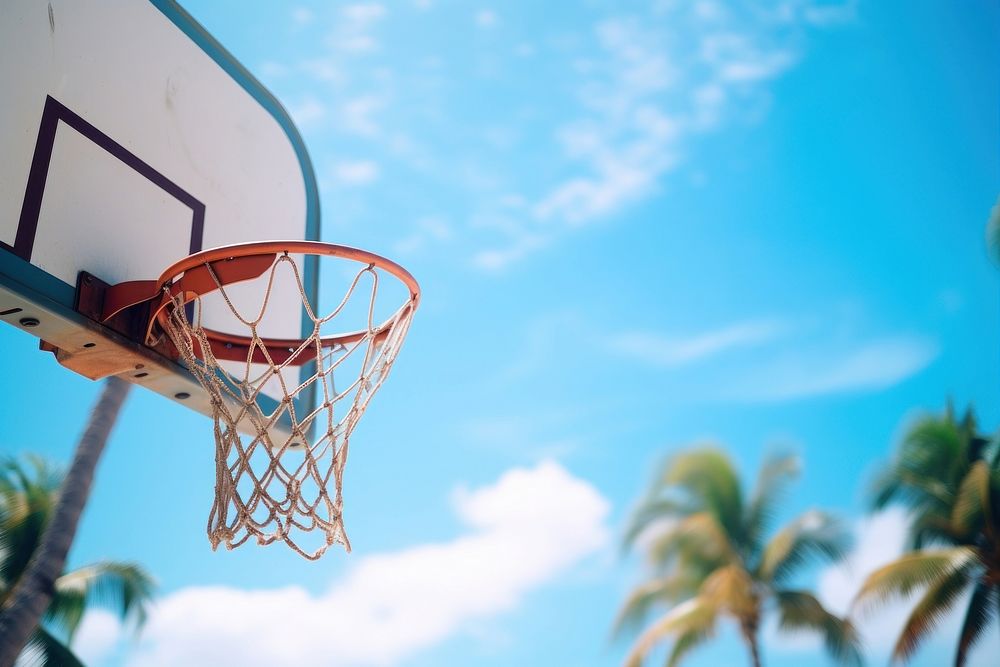 Basketball sports blue sunlight. AI generated Image by rawpixel.