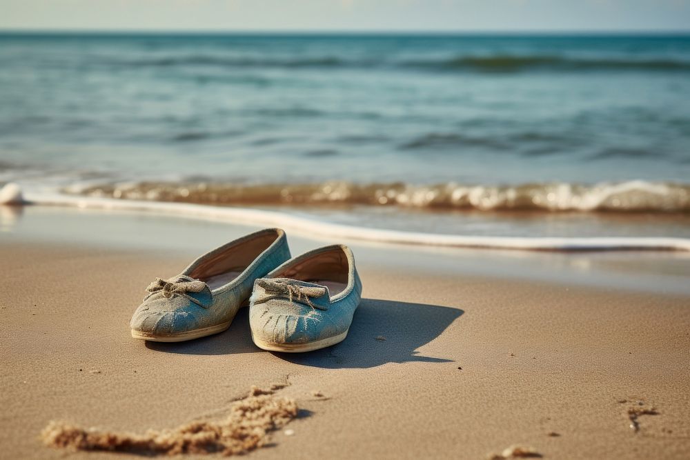 Beach footwear outdoors horizon. AI generated Image by rawpixel.