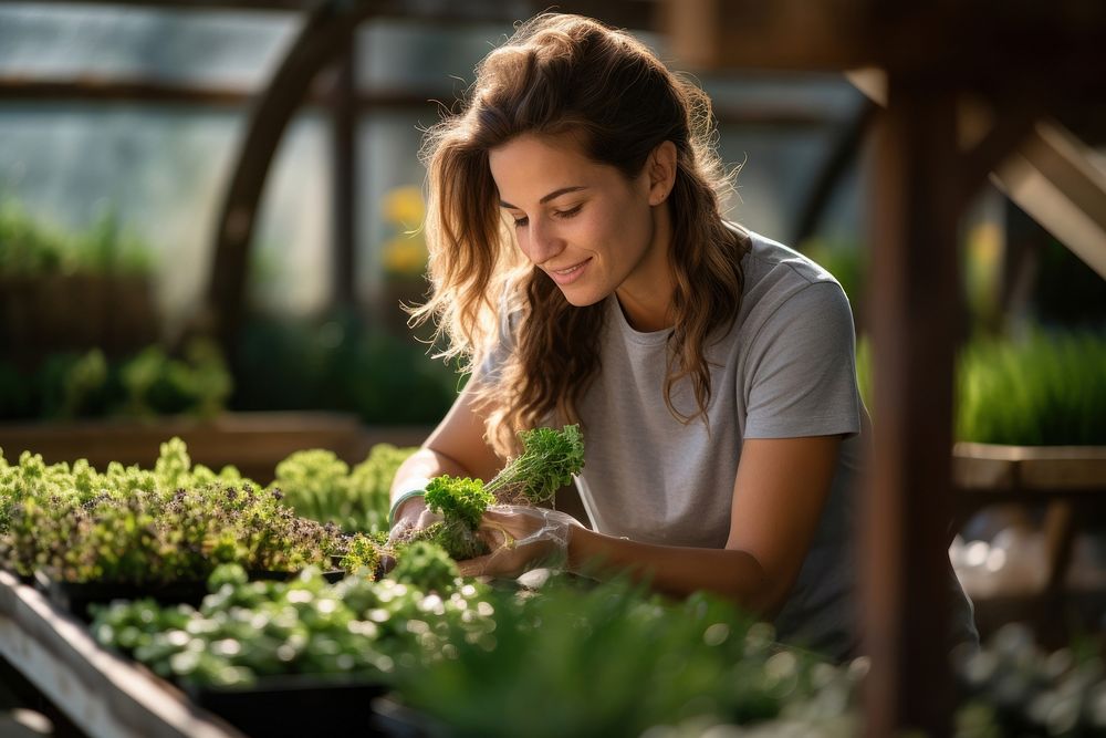 Greenhouse gardening outdoors working. AI generated Image by rawpixel.