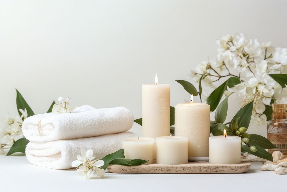 Candle white spa decoration. 