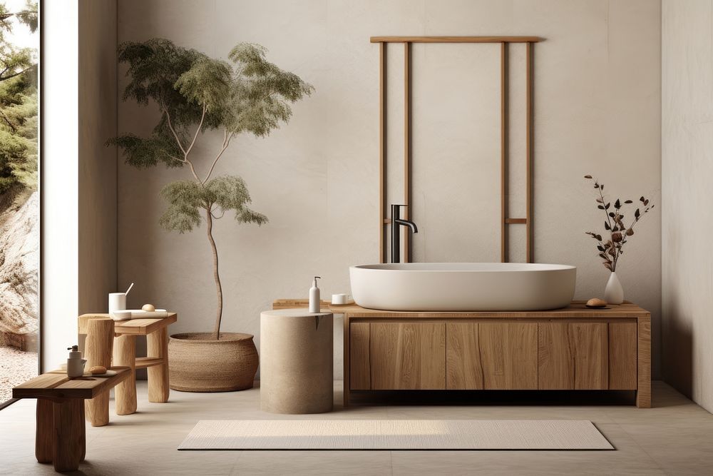 Furniture bathroom bathtub wood. 