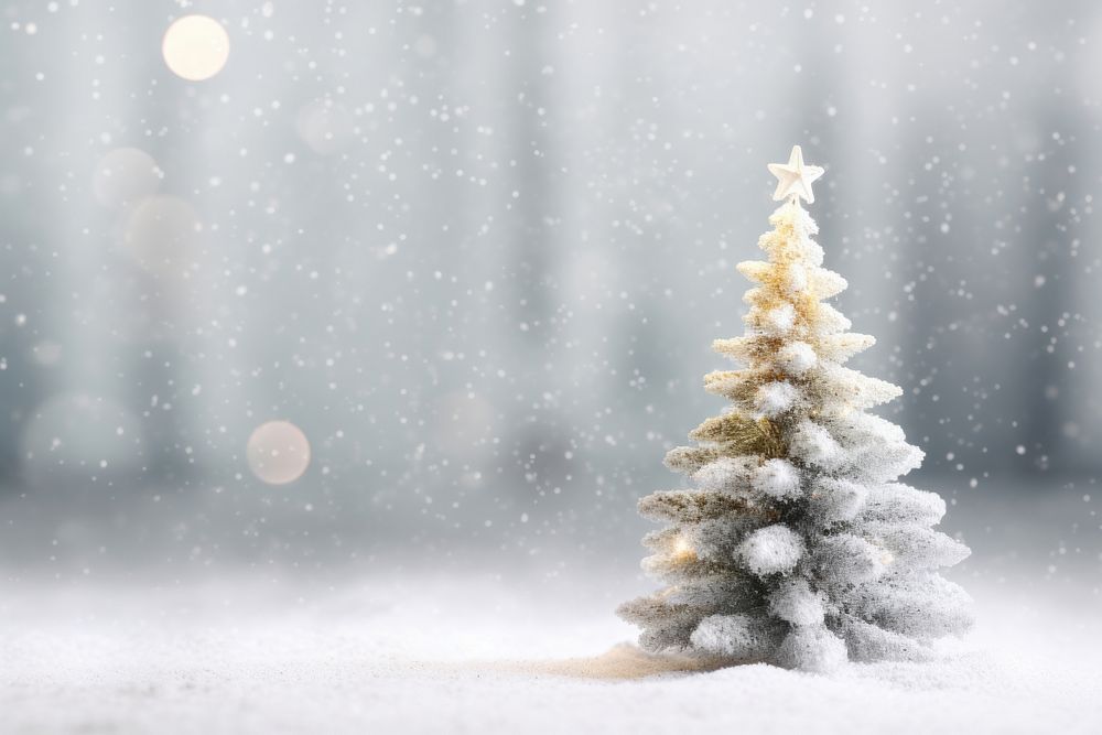 Christmas tree snow outdoors. 