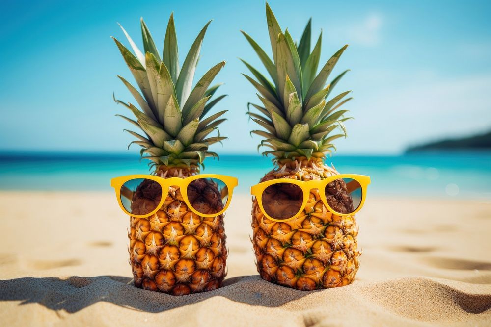 Pineapple sunglasses outdoors summer. AI generated Image by rawpixel.