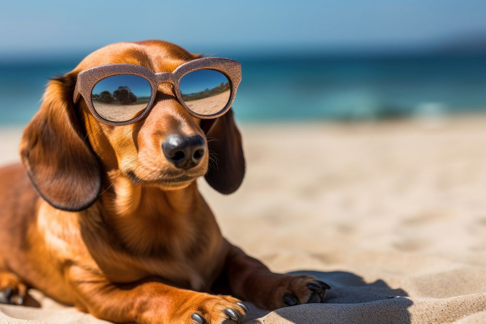Sunglasses dachshund animal mammal. AI generated Image by rawpixel.