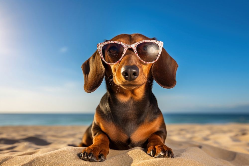 Sunglasses dachshund outdoors animal. 