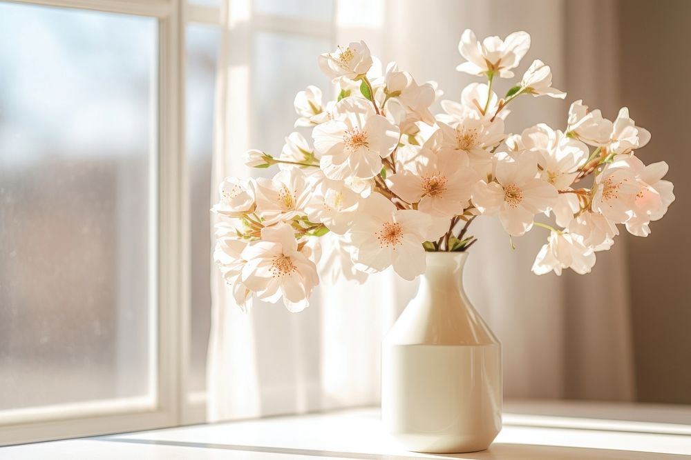 Flower windowsill blossom plant. AI generated Image by rawpixel.