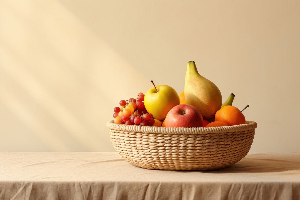 Fruit basket apple table. AI generated Image by rawpixel.