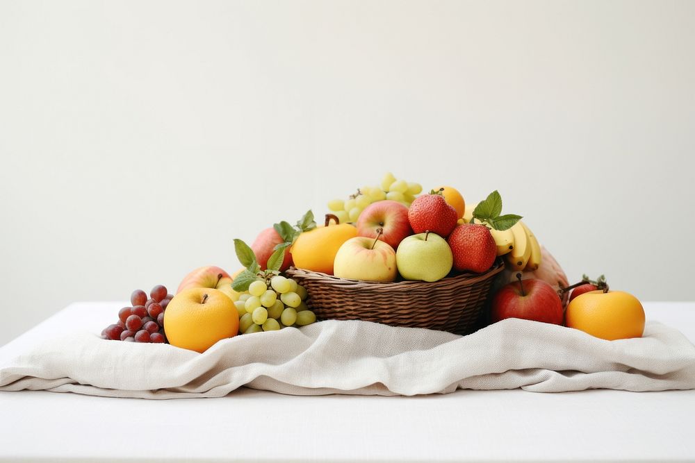 Fruit strawberry basket apple. AI generated Image by rawpixel.