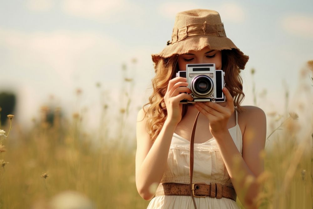 Camera portrait holding summer. AI generated Image by rawpixel.