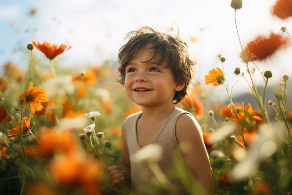 Flower summer field portrait. AI generated Image by rawpixel.