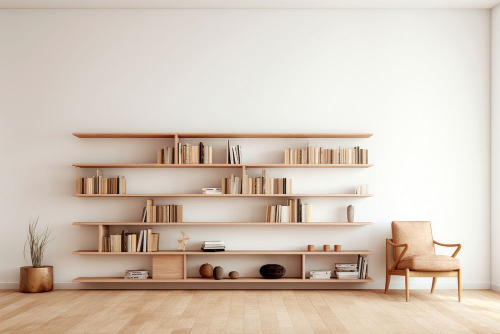 Furniture bookshelf bookcase library. AI generated Image by rawpixel.