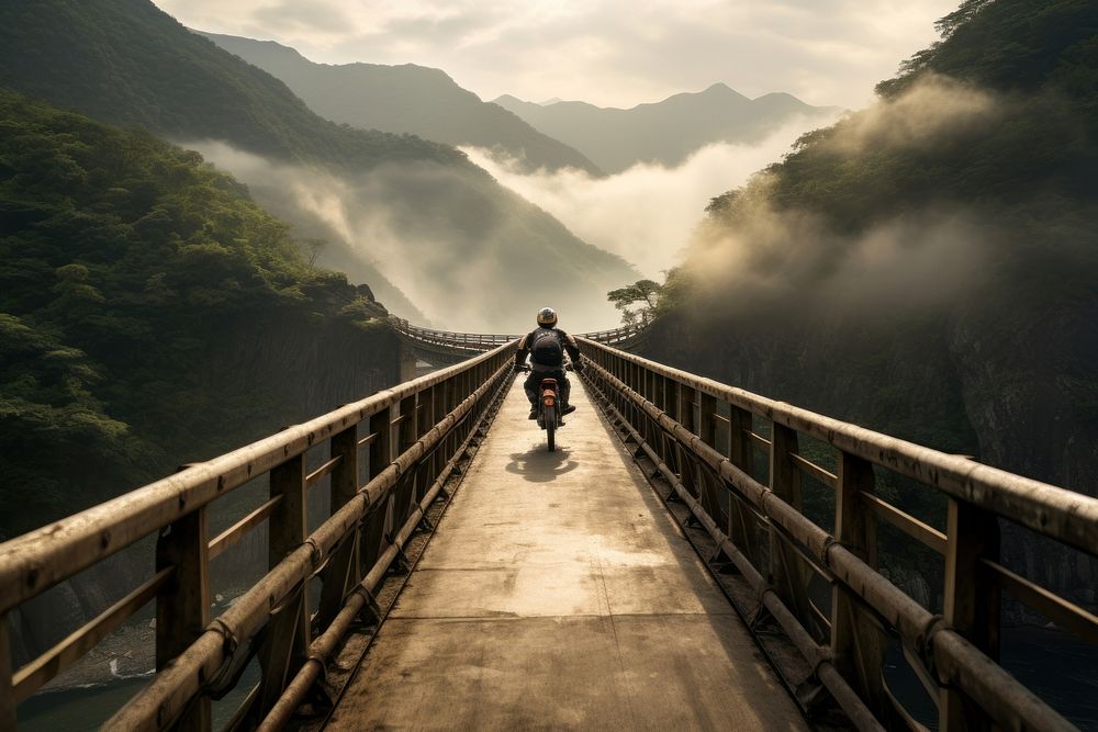 Bridge mountain outdoors bicycle. 