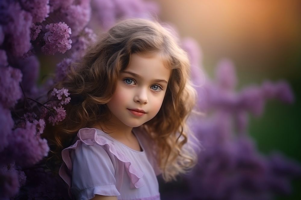 Portrait lilac child photo. AI | Premium Photo - rawpixel