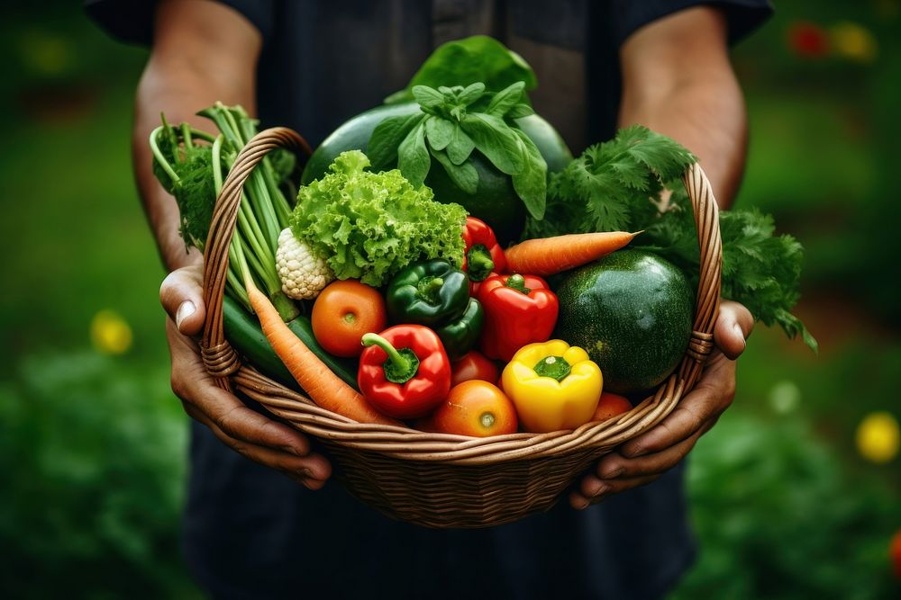 Holding produce basket food. AI generated Image by rawpixel.