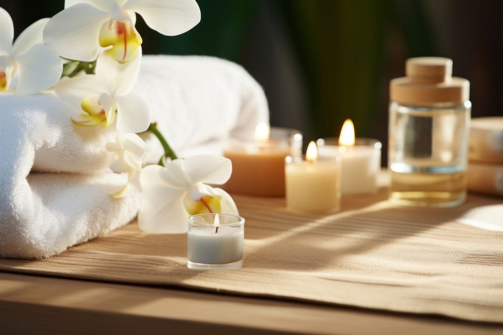 Candle flower table spa. 