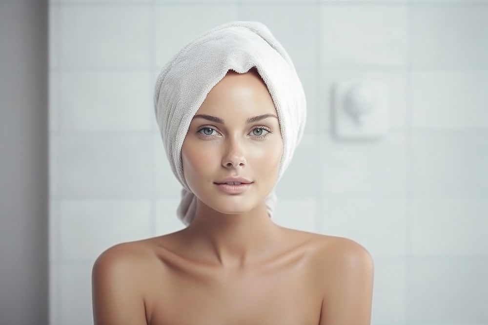 Portrait adult towel woman. AI generated Image by rawpixel.